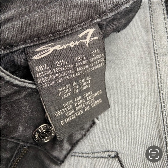Seven7 For All Mankind Embroidered Rhinestone Pockets Skinny Jeans Black Denim 8 - Picture 5 of 17